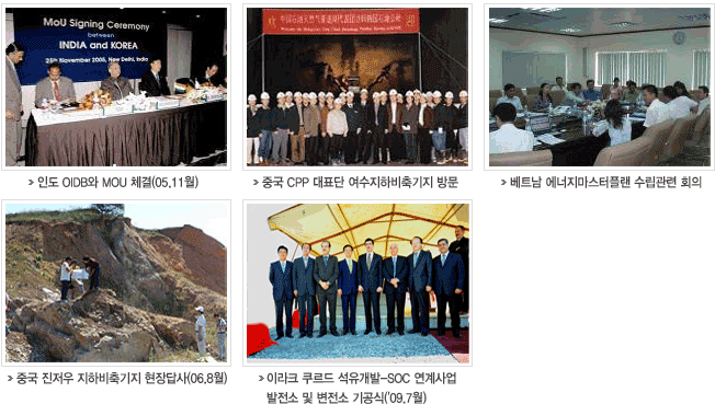 �ε� OIDB�� MOU ü��(05.11��),�߱� CPP ��ǥ�� �������Ϻ������ �湮,�߱� ������ ���Ϻ������ ������ (06.8��),�̶�ũ ������ ��������,SOC ������ ���ü��,��Ʈ�� ����������Ʈ�÷� �������� ȸ��